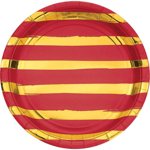 Picture of PAPER STRIPED PARTY PLATE - RED - 8 PACK